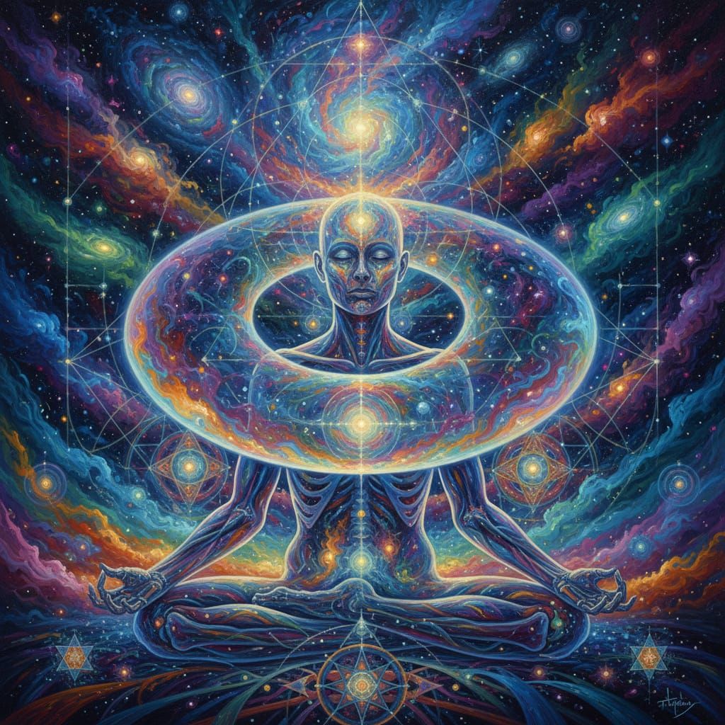 Cosmic Consciousness Spirals from Figure's Head, UV Accents