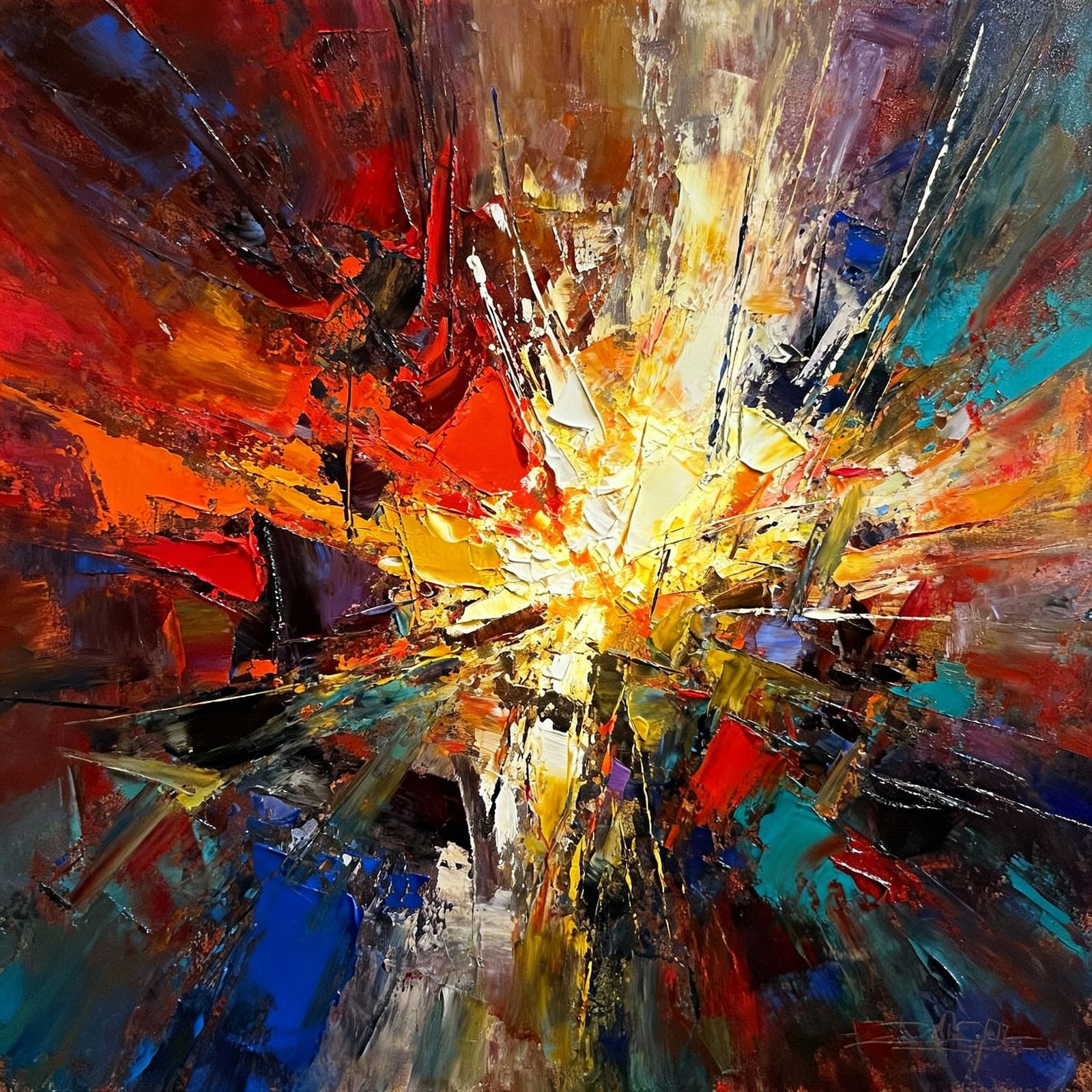 Abstract expressionism. A chaotic explosion of vibrant color...