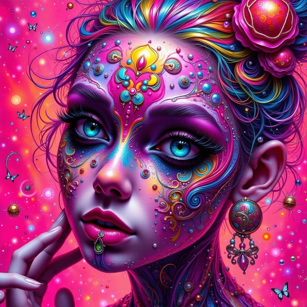 Vibrant Fairy Punk Dreamscape in Cyberpunk Style