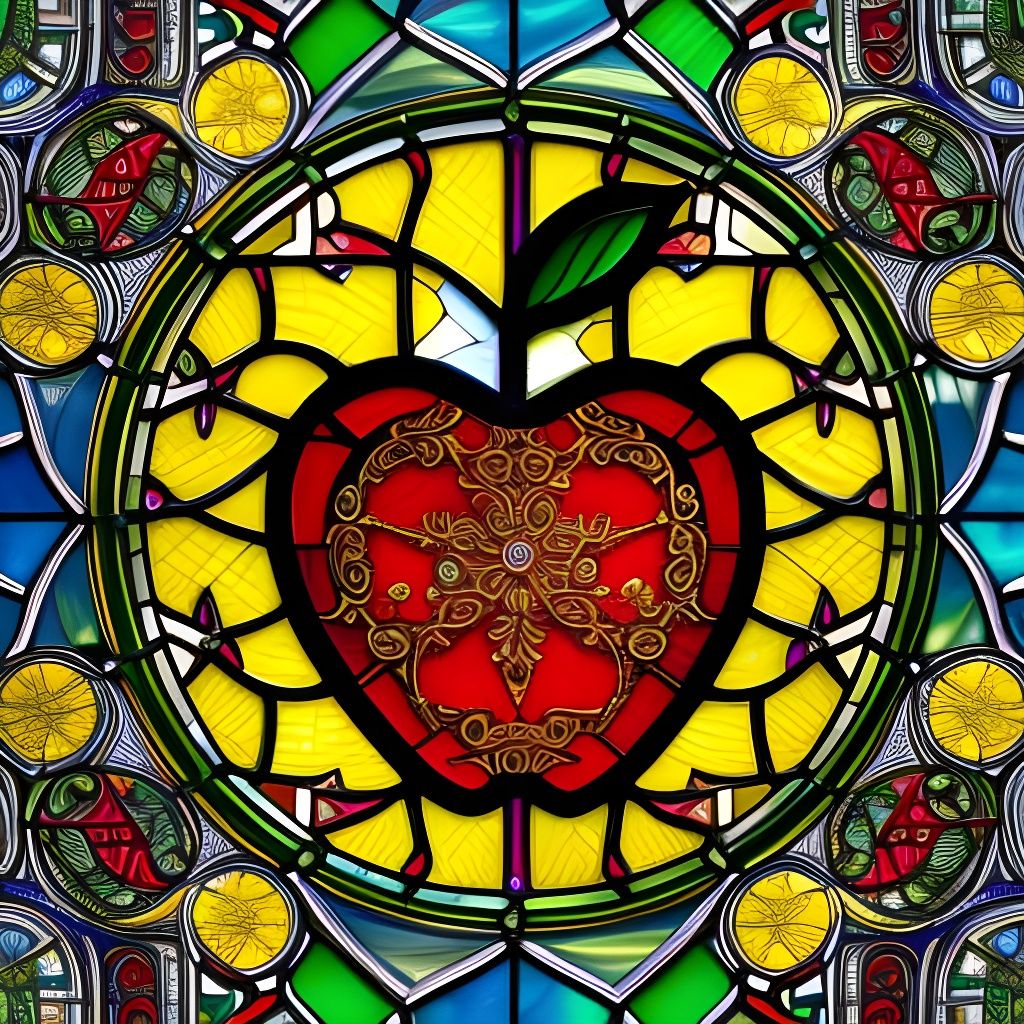Intricate Stained Glass Apple Digital Painting