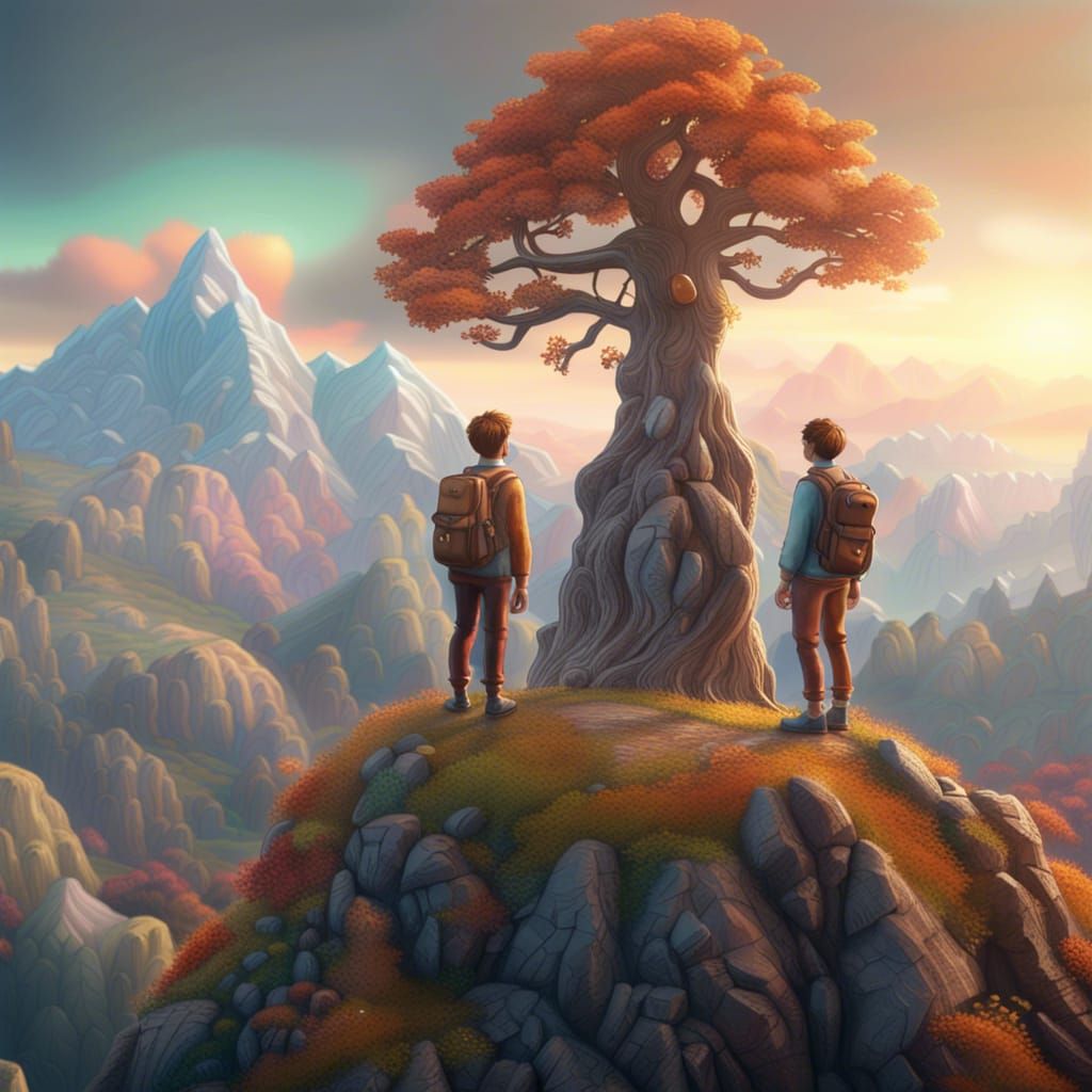 Friends on a Mountain Diorama in Ultra High Resolution