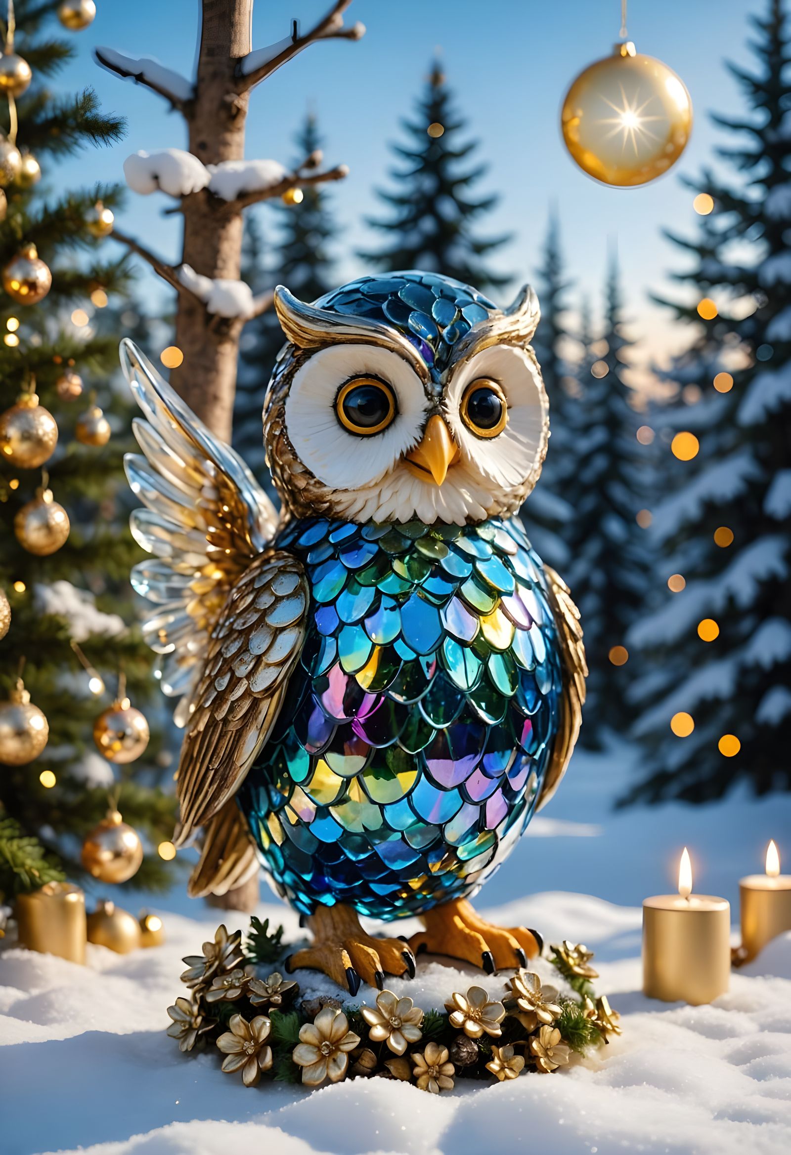 Fantasy Christmas Wonderland with Angel and Friends