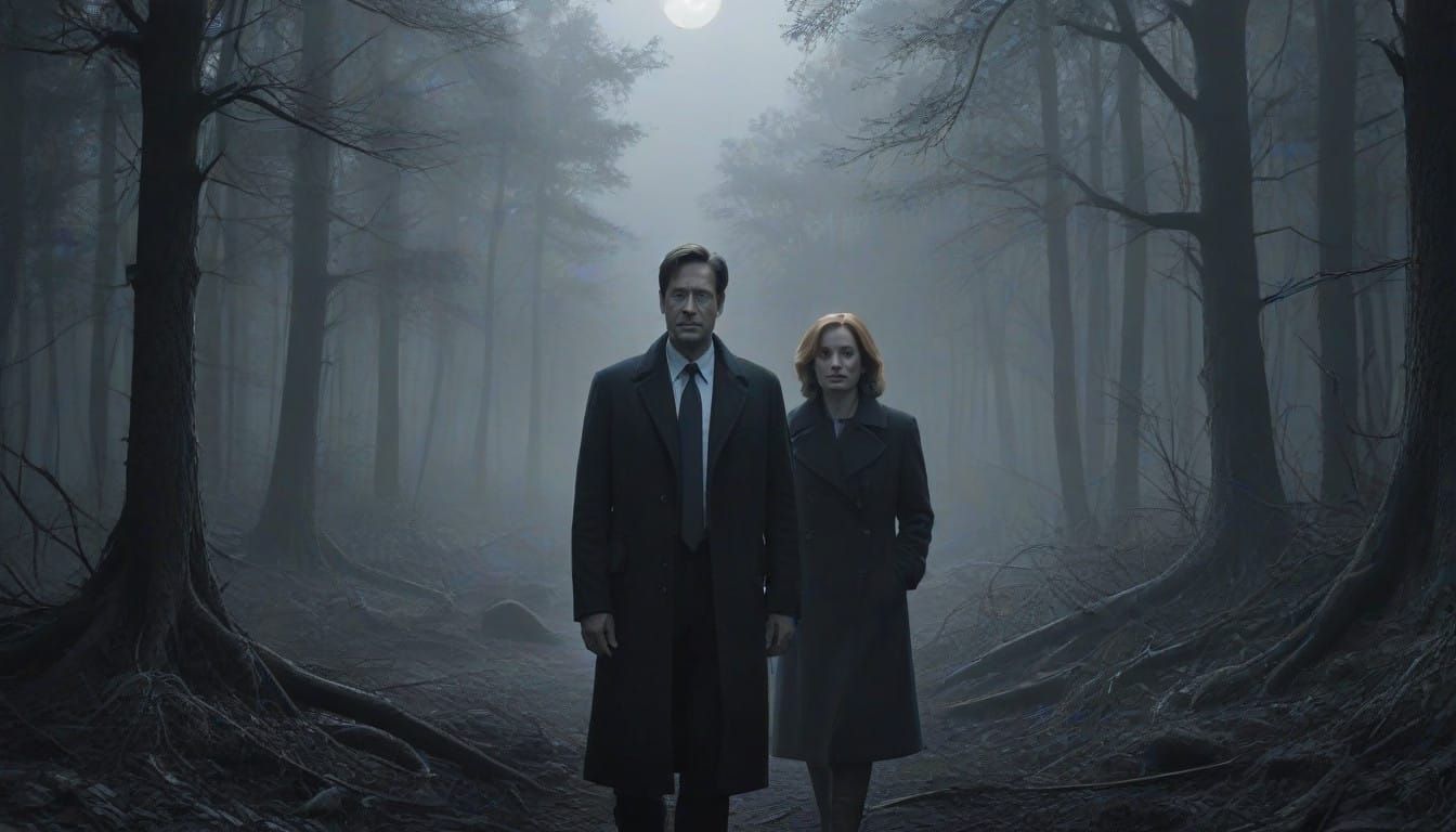 Meticulously Rendered Portrait of Fox Mulder and Dana Scully...