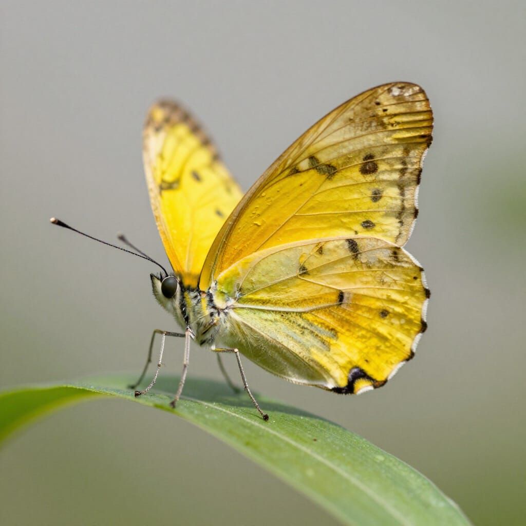 Close-Up Yellow Butterfly with Detailed Wings