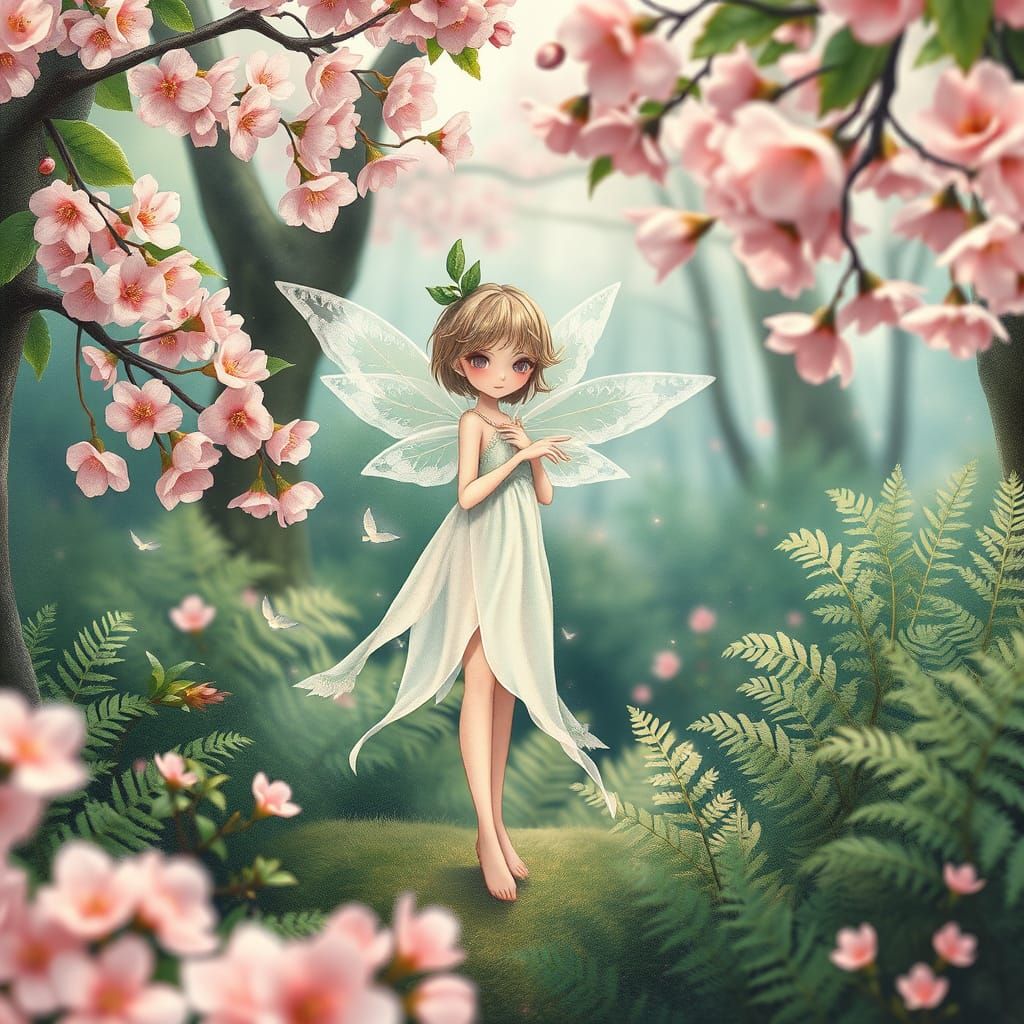 Whimsical Spring Spirit in Dreamlike Studio Ghibli Style
