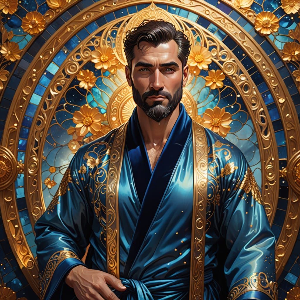 Velvet Robe Portrait in Art Nouveau Style