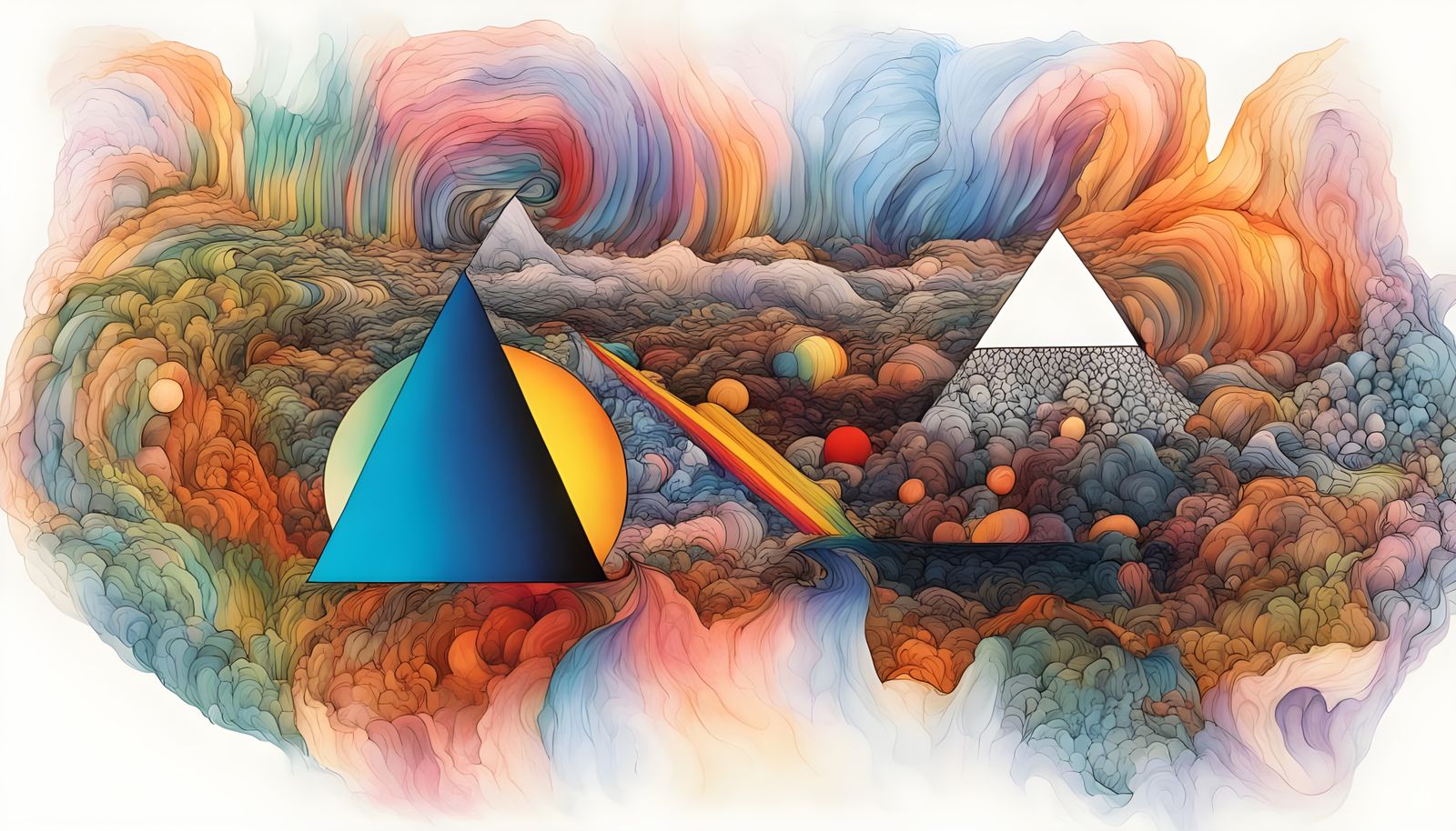 Surreal Prism Landscape in Vibrant Fractural Art