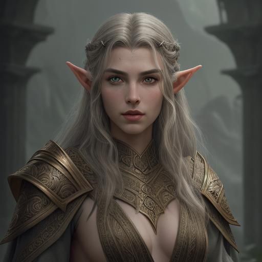 Ayleid Elf Portrait in Art Deco Style
