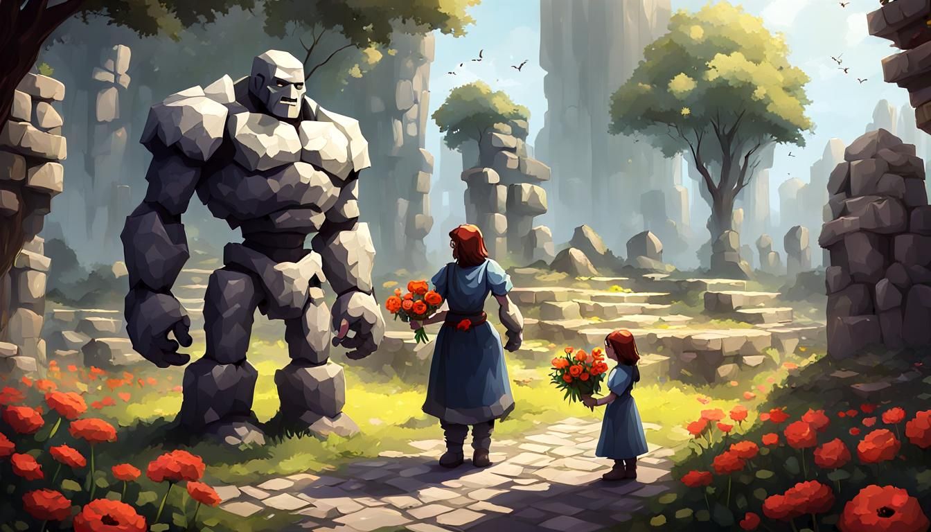 Majestic Stone Golems in Bloom