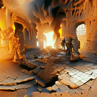 Valkyrie Assault on Burning Dungeon: Artstation Style