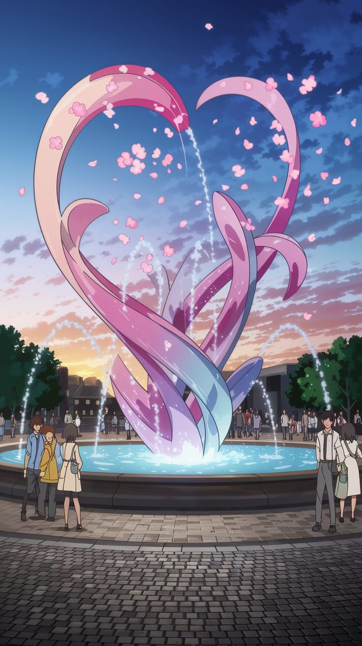Futuristic Fountain in Chelmsford in Anime Style