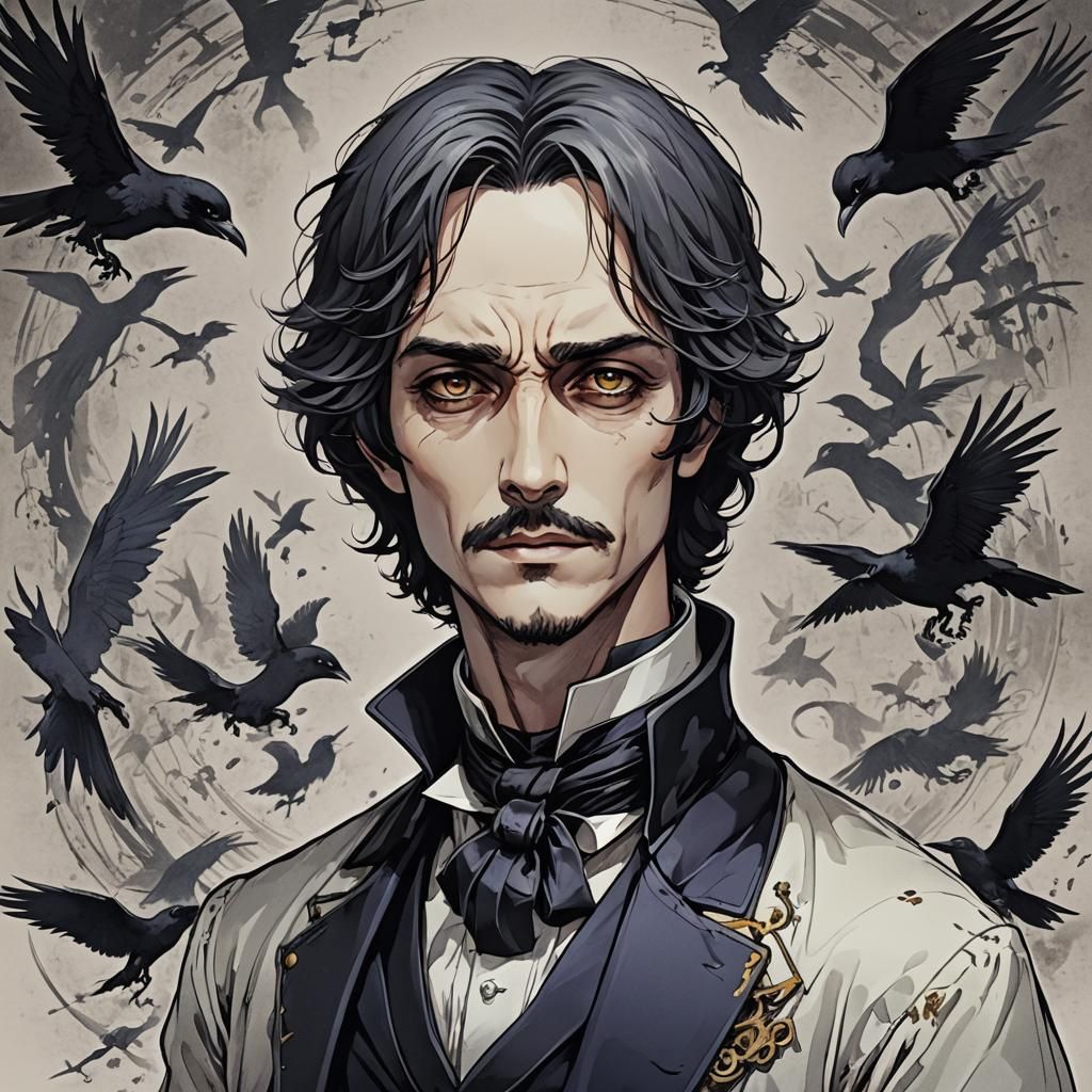 Edgar Allan Poe in Anime Style