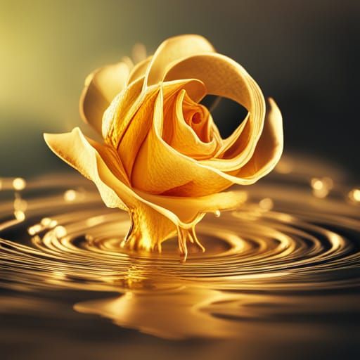 Golden Rose Dripping Gold: Hyperrealistic Digital Art