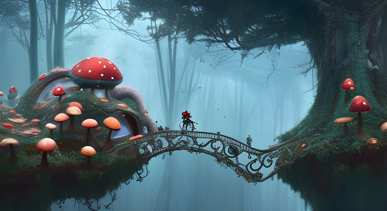 Ladybug Fantasy Forest Scene in Graffiti Art Style