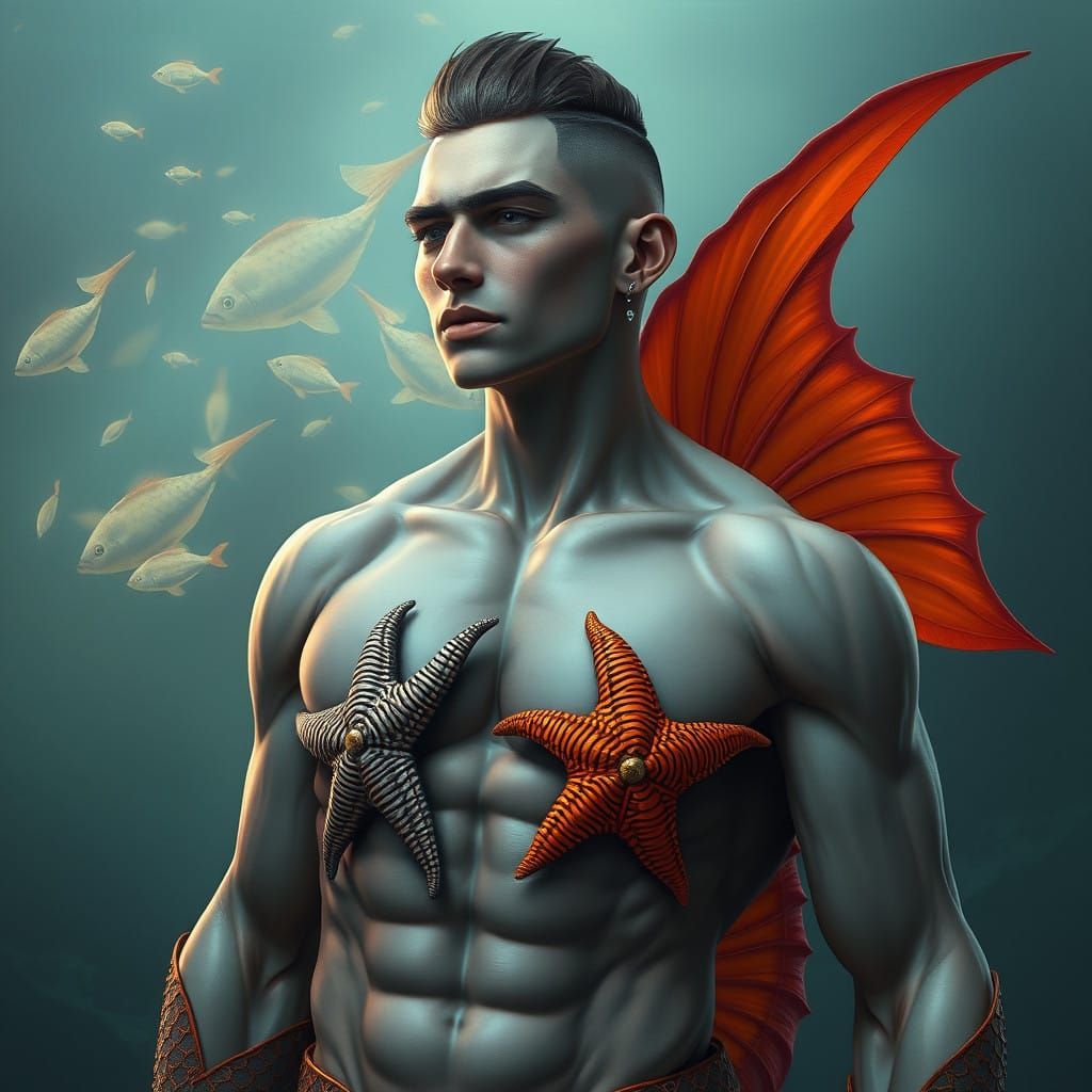 Merman in Hypnotic, Photorealistic Fantasy Art