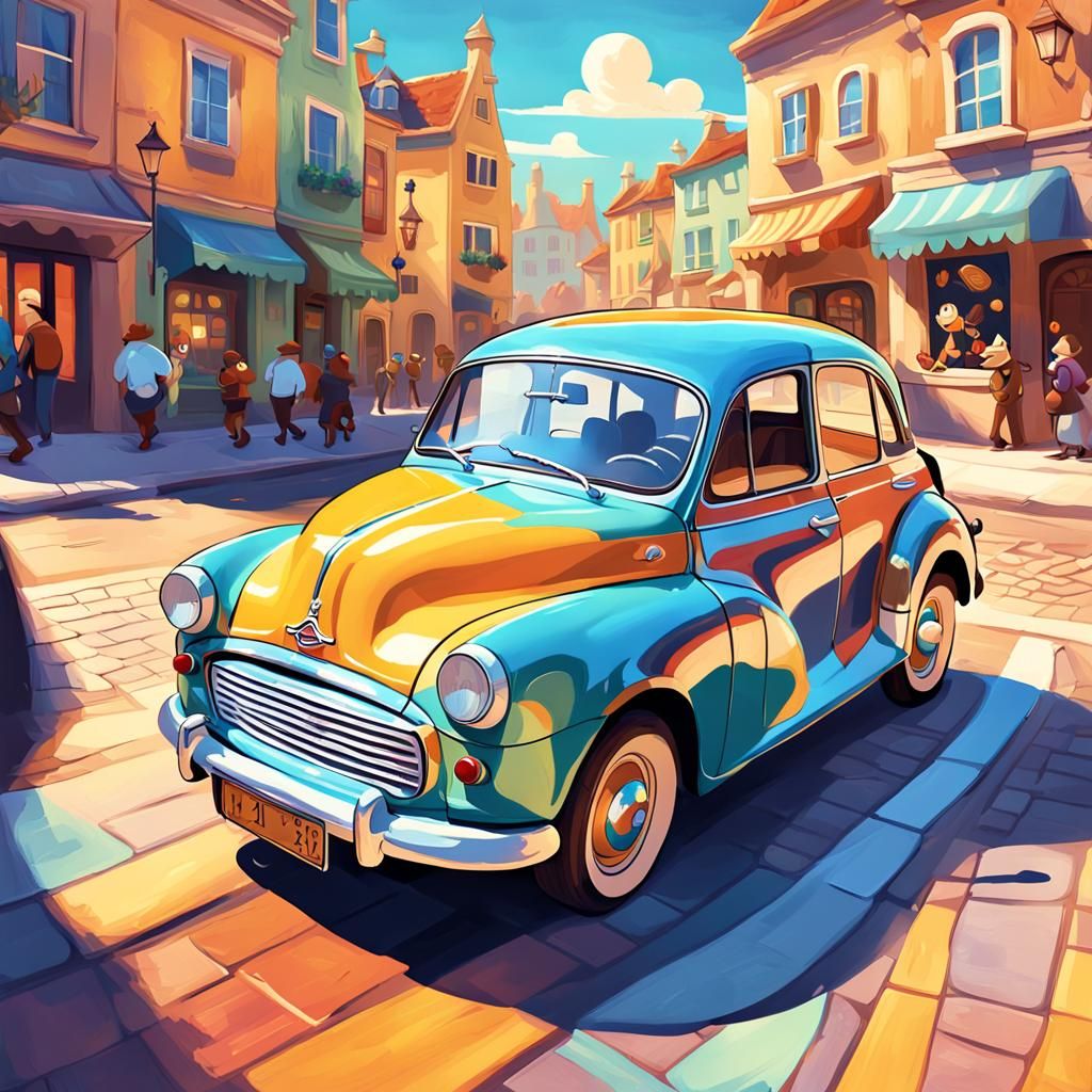 Morris Minor Meets Disney in Colorful Street Art