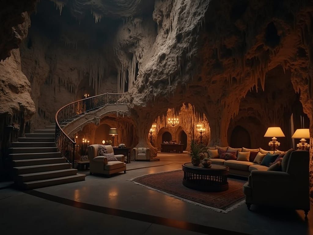 Opulent Cave Living Room in Maximalist Style