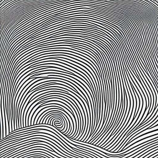 Line Art of Floating Landscape with Zentangle Elements