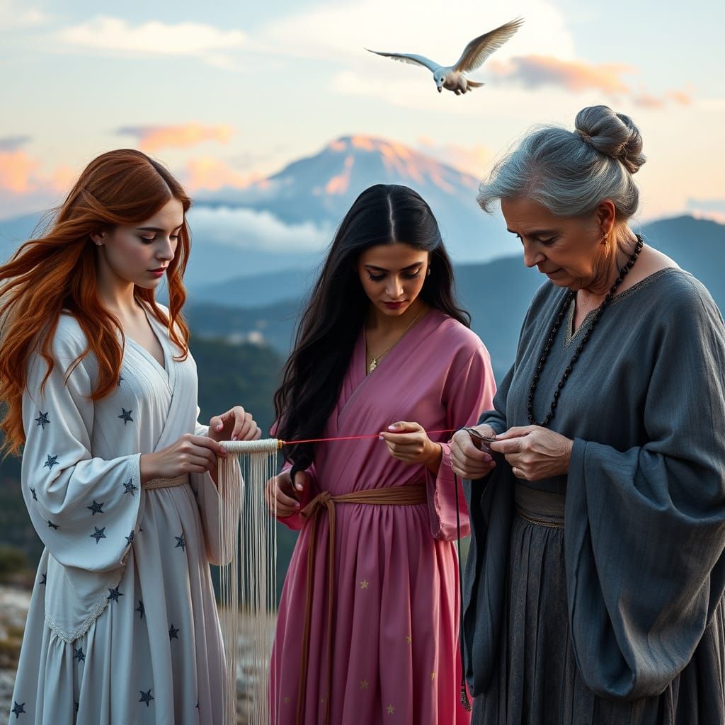 The Three Fates Weaving Destiny on Mount Parnassus