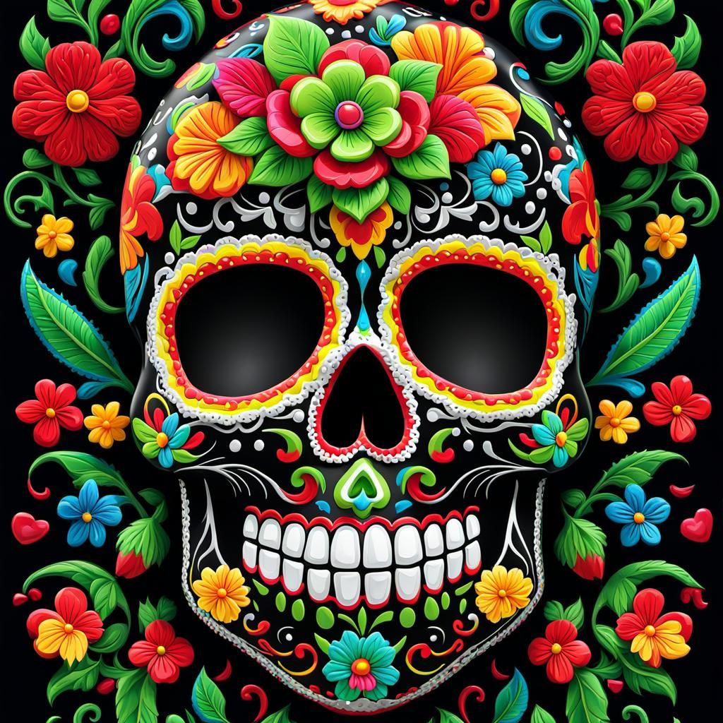 Vibrant Mexico-Inspired Pop Art Candy Skull