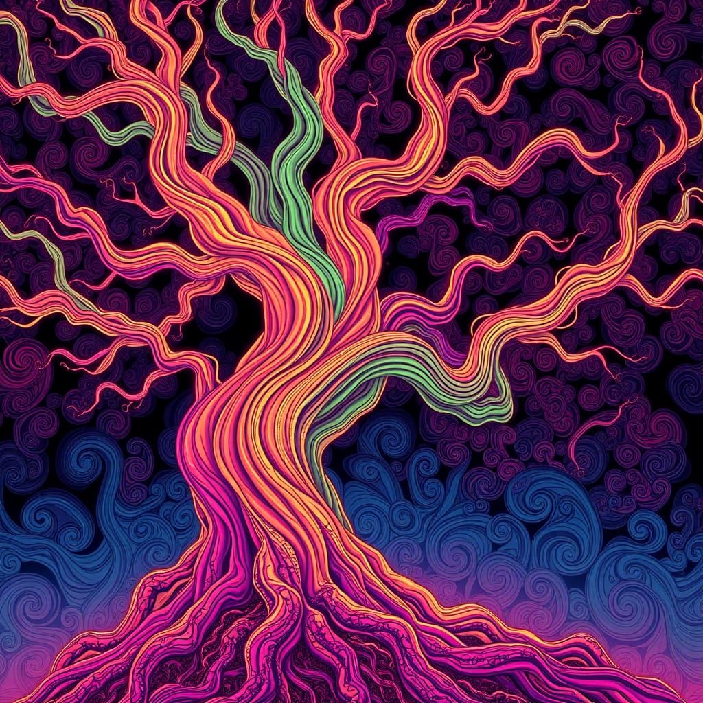 Psychedelic Tree Branches in a Surreal Style