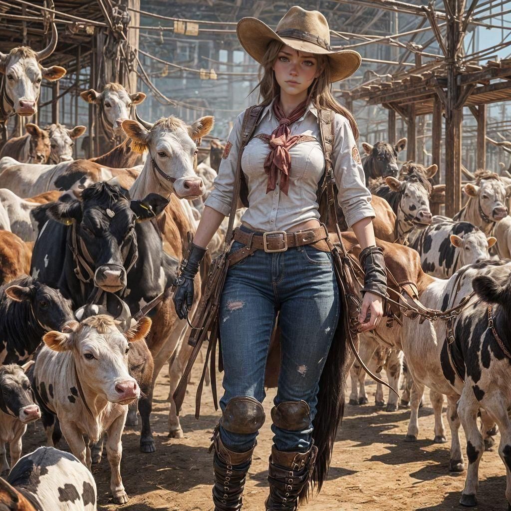 Anime Cowgirl in 3D with Ultra-Fine Detail