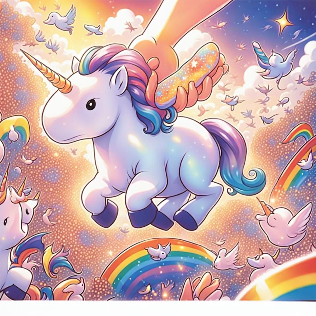 Cute Unicorn Flying with Hand Cream in Anime Style