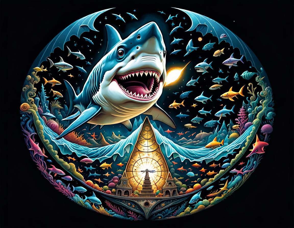 Surreal Shark Learns Magical Mathematics: Vintage Illustrati...