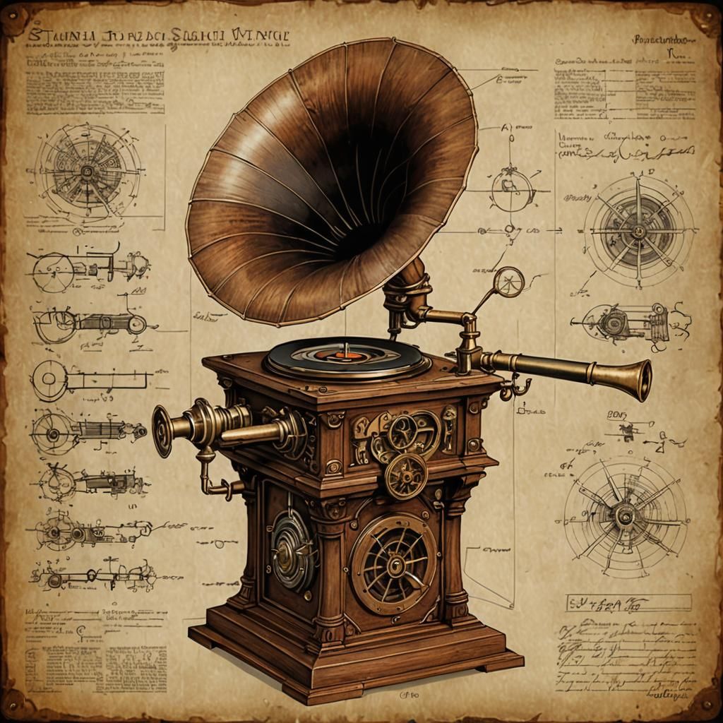 Gramophone Leonardo da Vinci Schematic Diagram
