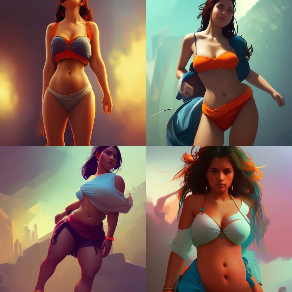 Latina Girl Concept Art in Dynamic Lighting