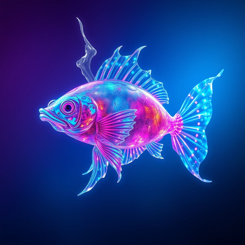 Kaleidoscopic Crystal Fish in Fantasy Concept Art Style