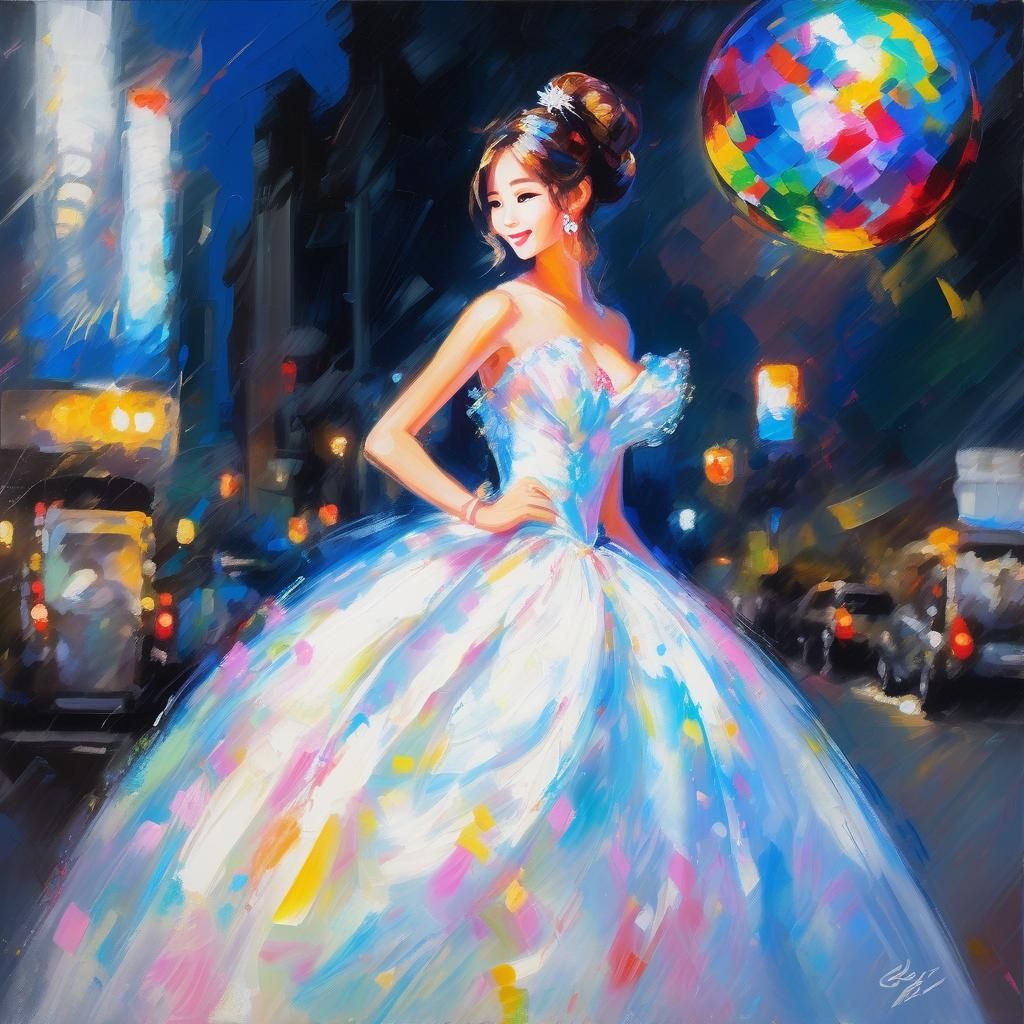 Lady in Glowing Gown with Prism Effect