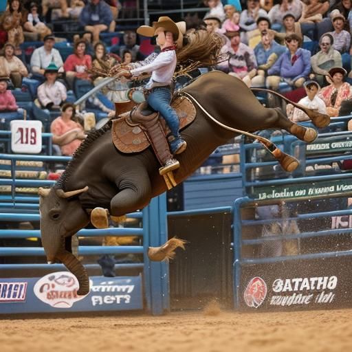 Elephant Barrel Racing with Female Bull Rider