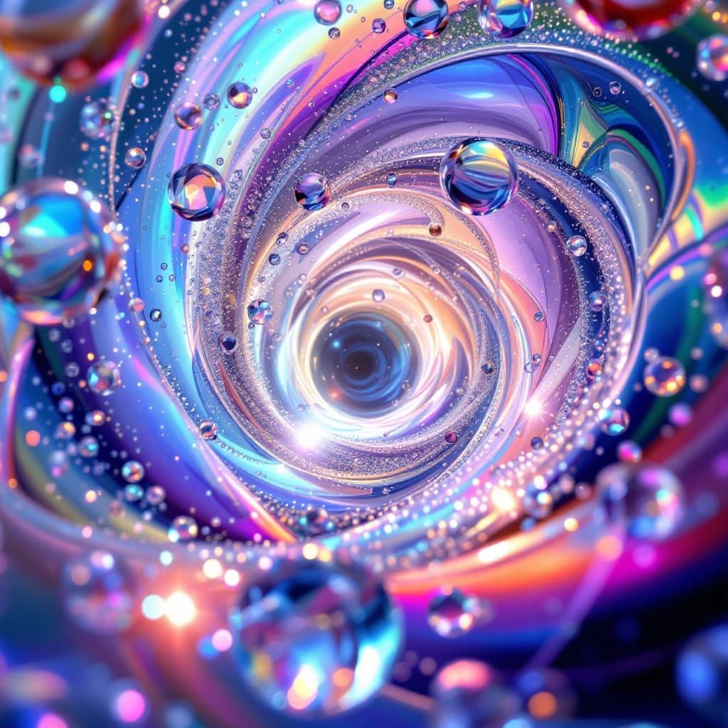 Iridescent Bead Vortex in Whimsical Dance