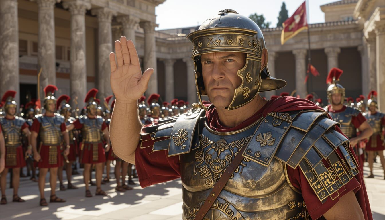 Roman Soldiers in Formation: Cinematic Historical Scene