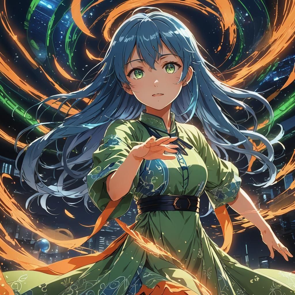 Anime Girl with Glowing Orb, Studio Ghibli Style