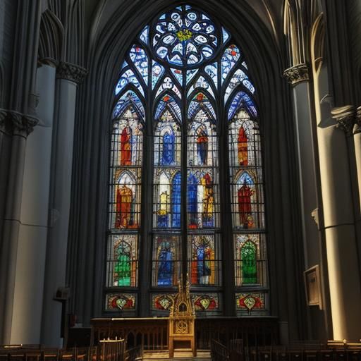 Detailed Cathedral Windows in Hyperrealistic Splash Art
