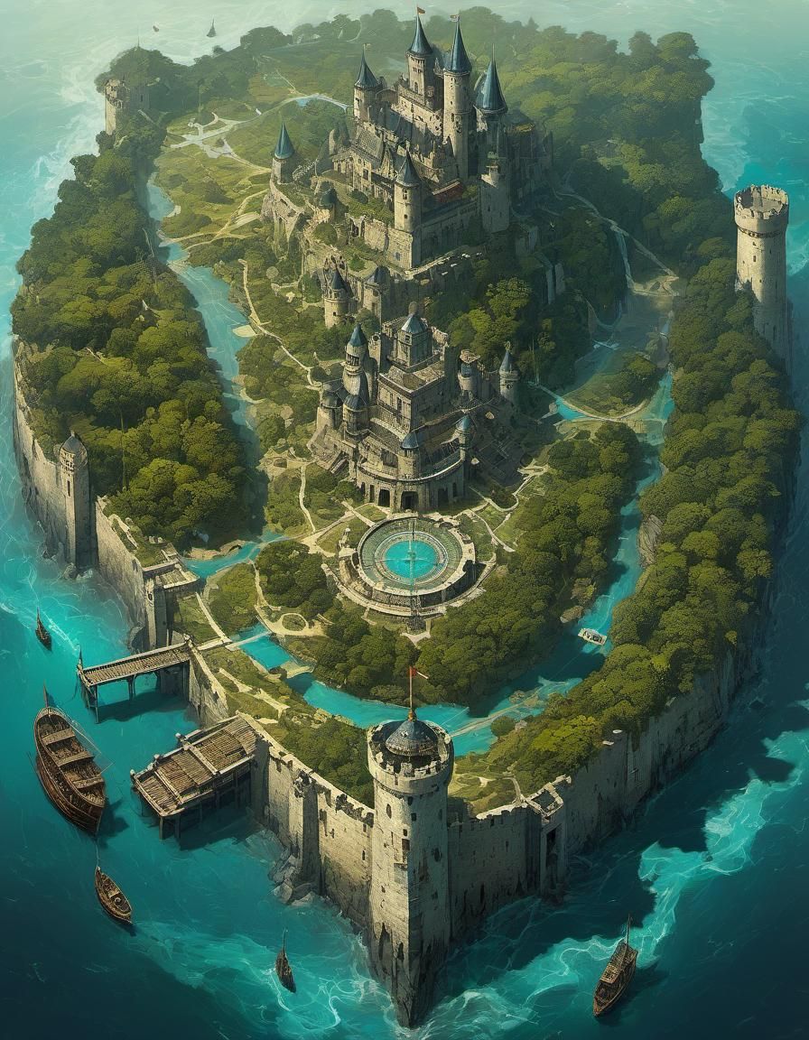 Ancient Castle Map in Jeremy Mann Style