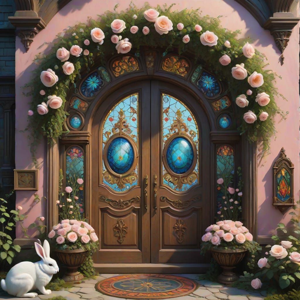 A Majestic, Intricately Carved Wooden Door to a Fantastical ...