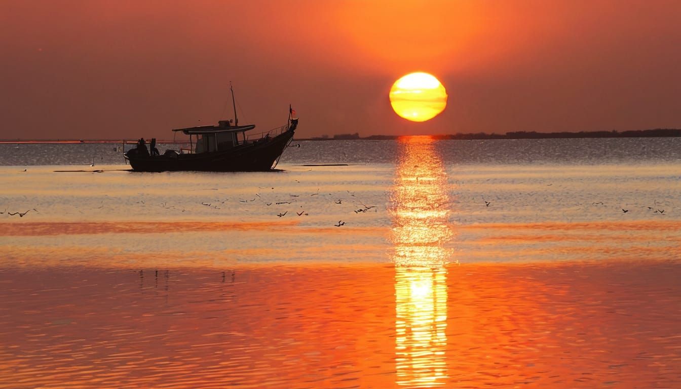 Ottifants in Mudflat at Sunset