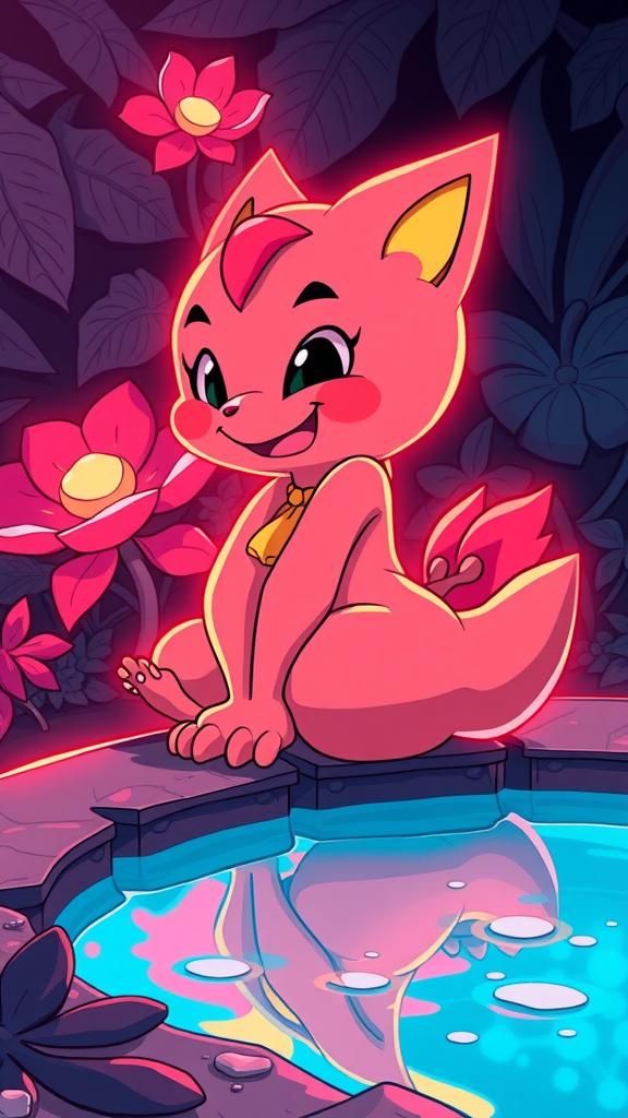 Playful Teletubby in Manga Style by Iridescent Pool