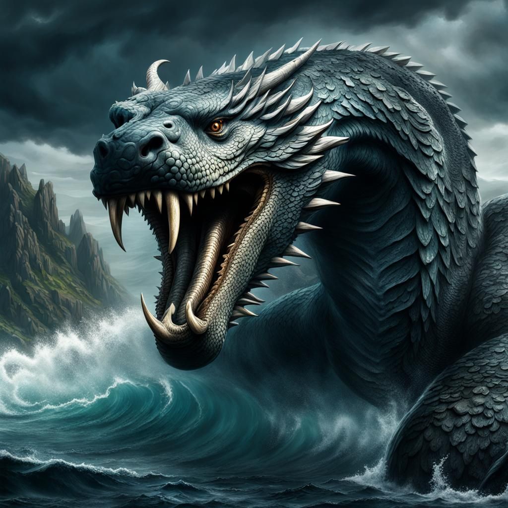 Jörmungandr: Colossal World Serpent Digital Art