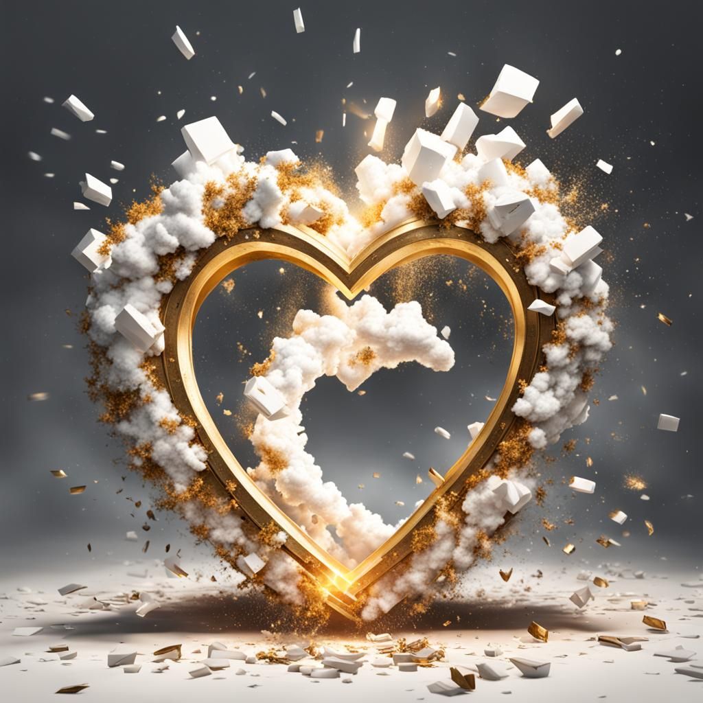 Explosive Collision: White Heart Meets Golden Horseshoe