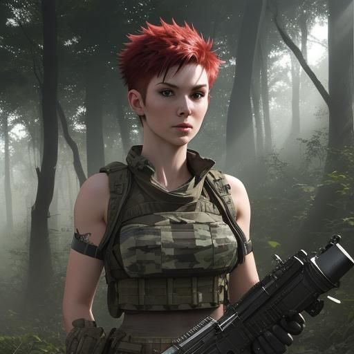 Female Soldier Parachuting, Hyperdetailed Digital Art