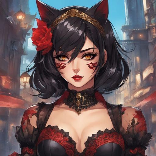 Gothic Middle Eastern Beauty with Cat Mask