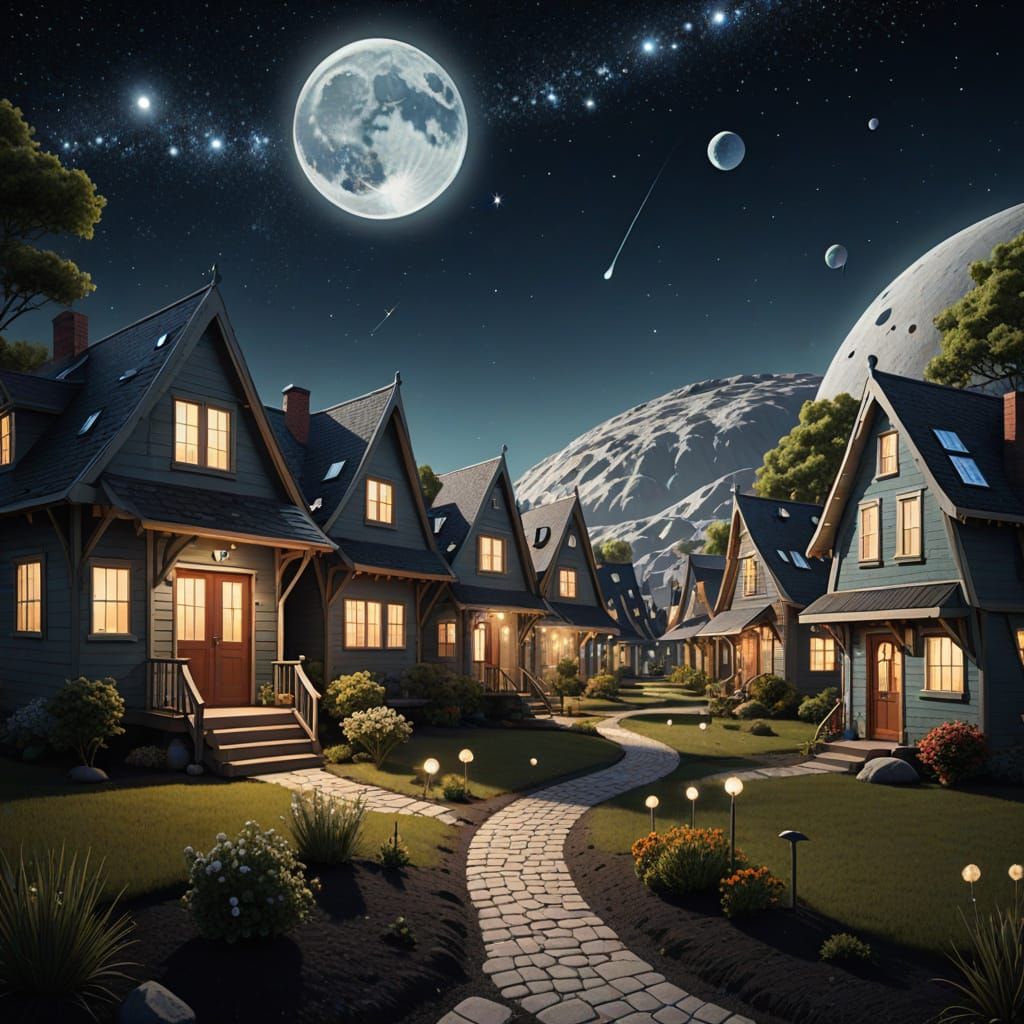 Lunar Village in Futuristic Harmony