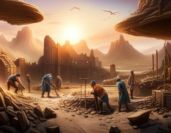 Archaeologists Digging at an Ancient Site