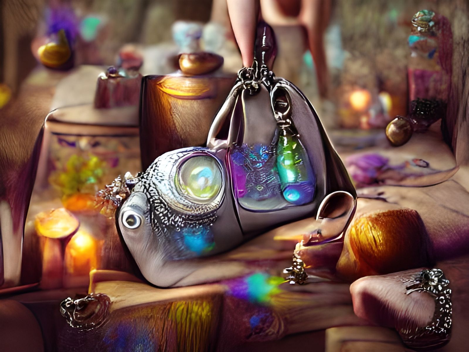 Magical Charms Spill From Bag in Burtonesque Style