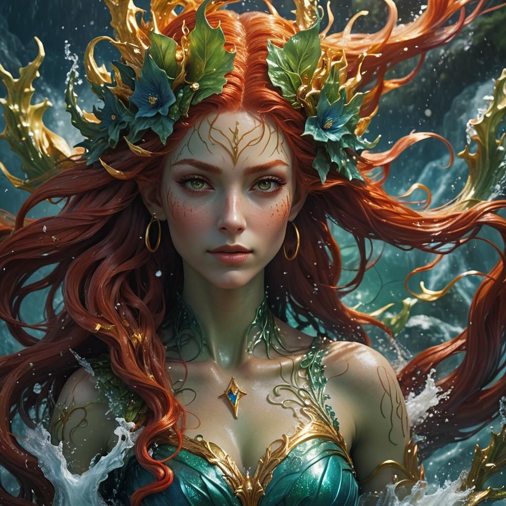 Sea Elf Portrait in Vibrant Digital Art Style