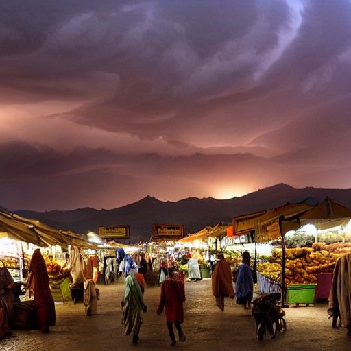Moroccan Farmers Market at Sunset: Matte Painting